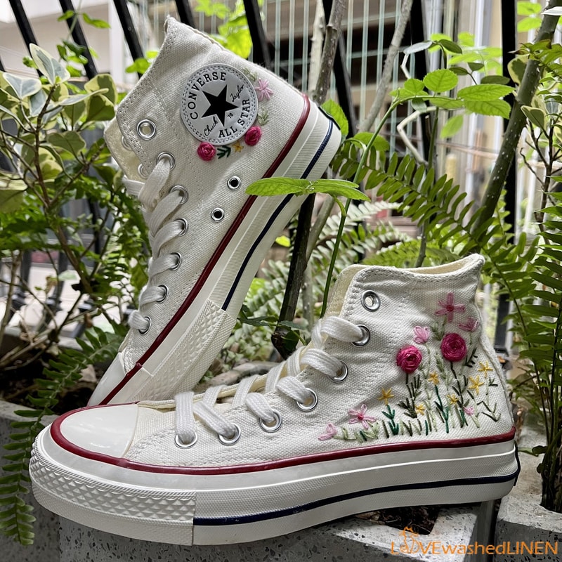 Custom Converse Chuck Taylor Garden Flowers Embroidered ConvesreWedding Flowers Embroidered SneakersBridal Flowers Embroidered Convesre - 2.jpg