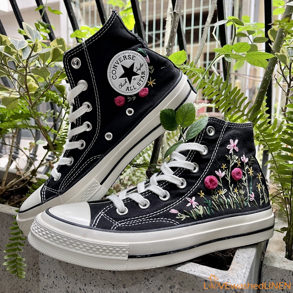Custom Converse Chuck Taylor Garden Flowers Embroidered ConvesreWedding Flowers Embroidered SneakersBridal Flowers Embroidered Convesre - 1.jpg