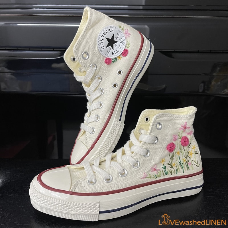 Custom Converse Chuck Taylor Garden Flowers Embroidered ConvesreWedding Flowers Embroidered SneakersBridal Flowers Embroidered Convesre - 4.jpg