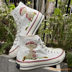 custom converse chuck taylor, garden flowers embroidered convesre,wedding flowers embroidered sneakers,bridal flowers em
