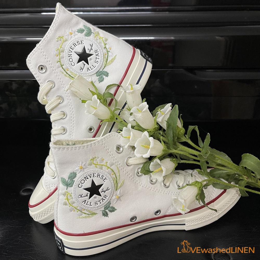 Custom Coverse Platform Wedding Flowers Embroidered Converse Bridal Flowers Embroidered Sneakers Lily of the Valley Embroidered Sneakers - 7.jpg