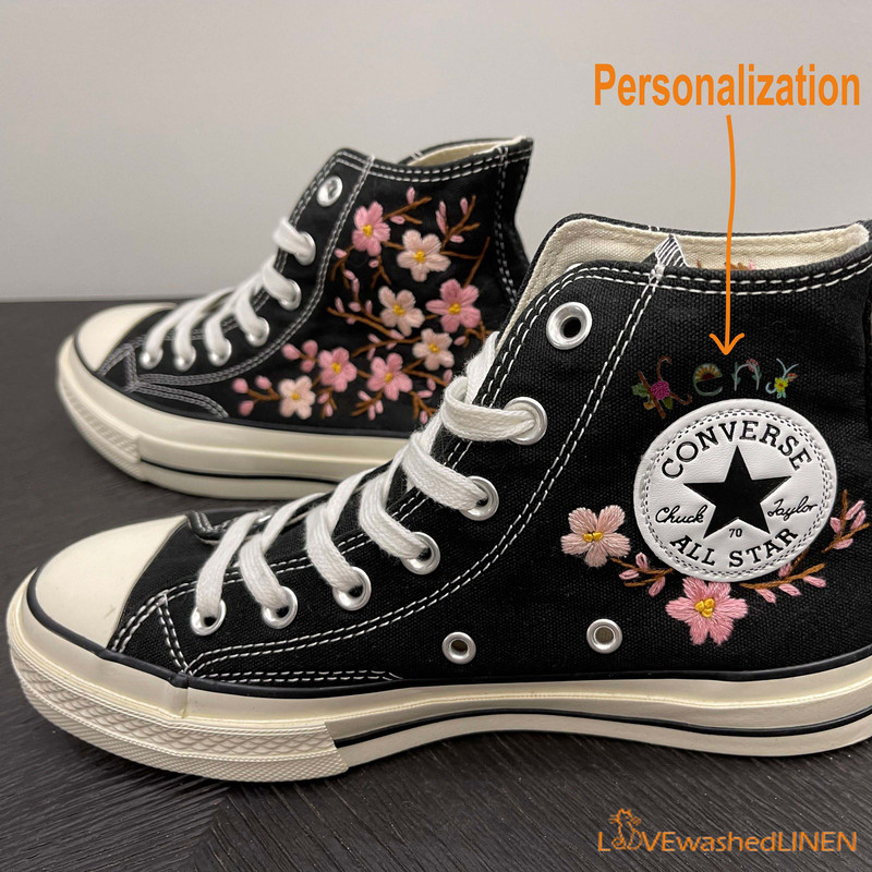 Custom Embroidered Converse High Tops Chuck Taylor 1970s Oriental Plum Blossom Converse Custom Converse Chuck Taylor Blossom Embroidered - 3.jpg