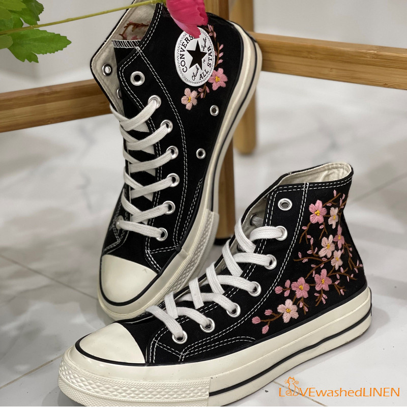 Custom Embroidered Converse High Tops Chuck Taylor 1970s Oriental Plum Blossom Converse Custom Converse Chuck Taylor Blossom Embroidered - 6.jpg