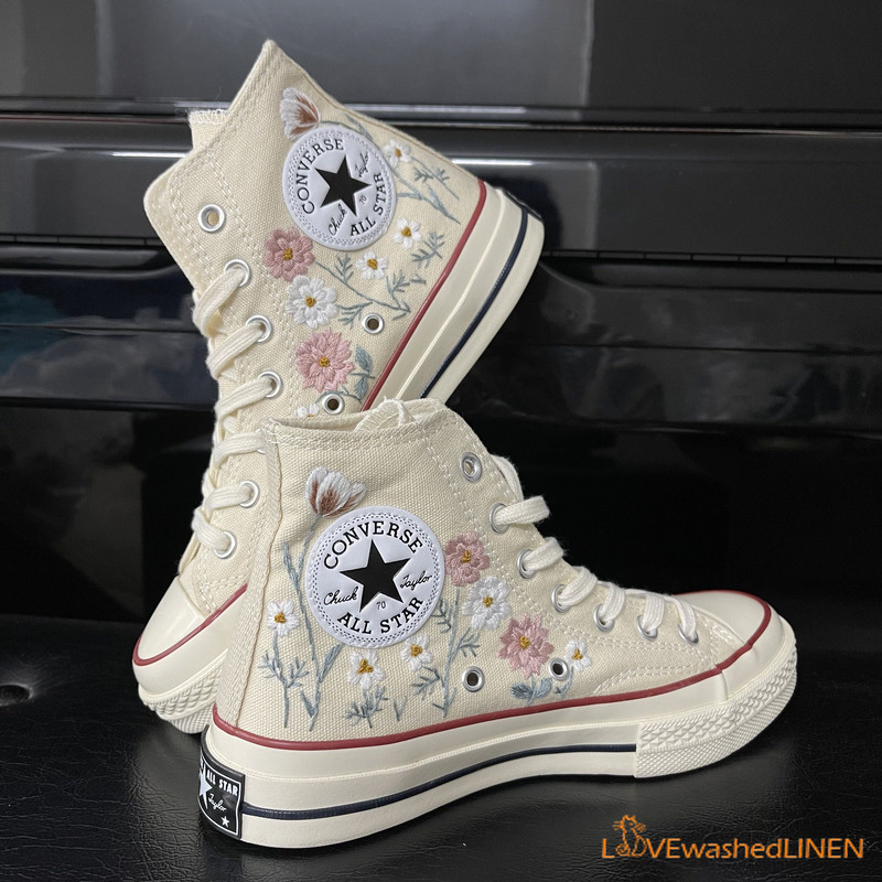 Custom Embroidered Converse High Tops Chuck Taylor 1970s Wedding Dahlia Flower Embroidered ConverseWedding Embroidered Dahlia Sneakers - 4.jpg