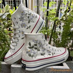 custom embroidered converse high tops, custom converse chuck taylor 1970s shark embroidered , ocean vibes embroidered