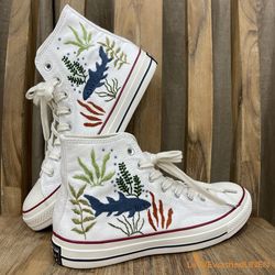 custom embroidered converse, custom converse chuck taylor embroidered pink dandelion flower, embroidered converse high