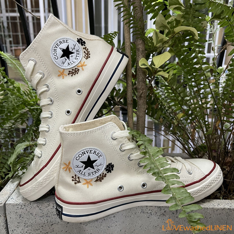 Custom Embroidered Dandelion Converse High Tops Chuck Taylor 1970s Custom Converse Chuck Taylor Embroidered Dandelion Sneakers - 4.jpg