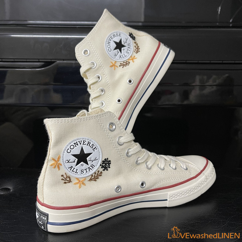 Custom Embroidered Dandelion Converse High Tops Chuck Taylor 1970s Custom Converse Chuck Taylor Embroidered Dandelion Sneakers - 6.jpg