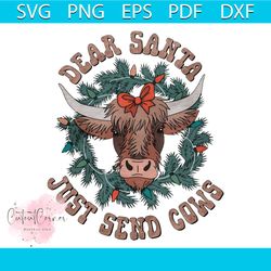 vintage dear santa just send cows png sublimation file