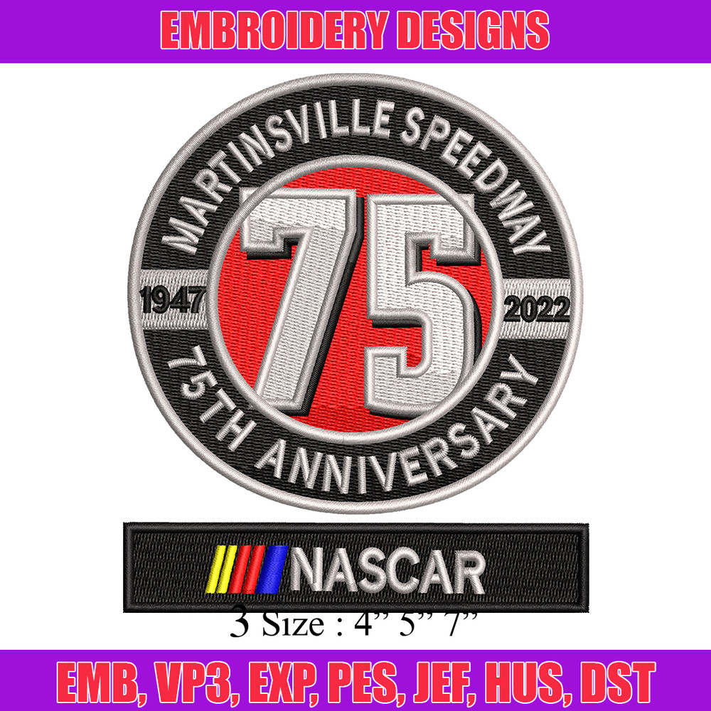 75th Anniversary embroidery design, 75th Anniversary embroidery, logo design, embroidery file, Digital download.jpg