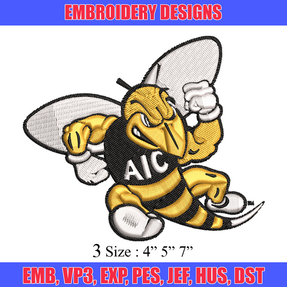 AIC Yellow Jackets embroidery design, AIC Yellow Jackets embroidery, logo Sport, Sport embroidery, NCAA embroidery..jpg
