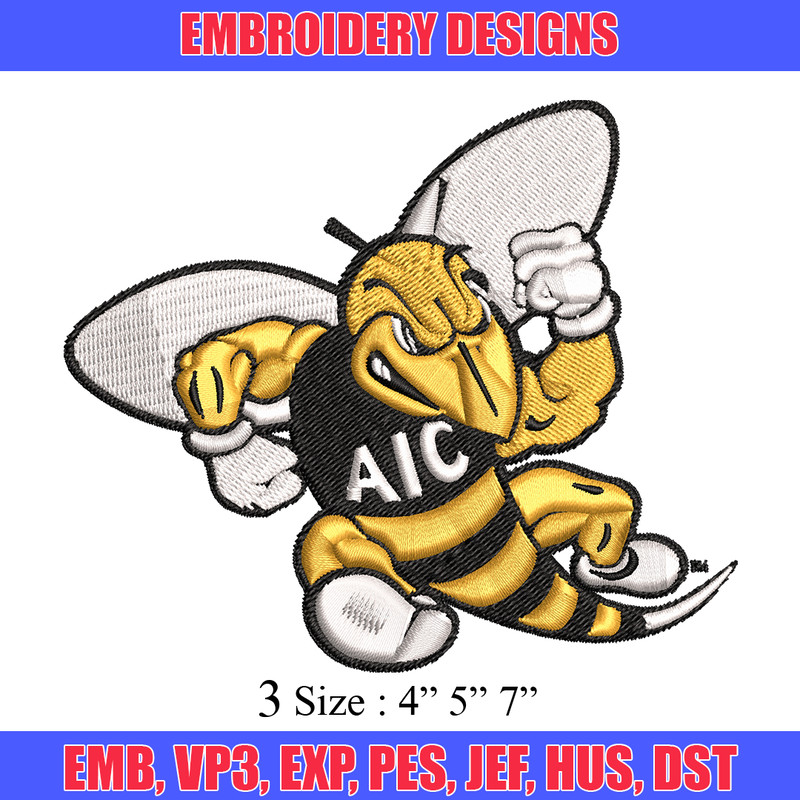 AIC Yellow Jackets embroidery design, AIC Yellow Jackets embroidery, logo Sport, Sport embroidery, NCAA embroidery..jpg