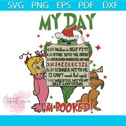 retro christmas grinch my day im booked svg download