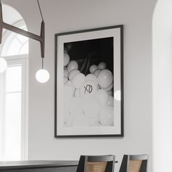 house of balloons art, disco party wall decor, black and white, teen room decor, girls bedroom poster, dance themed prin