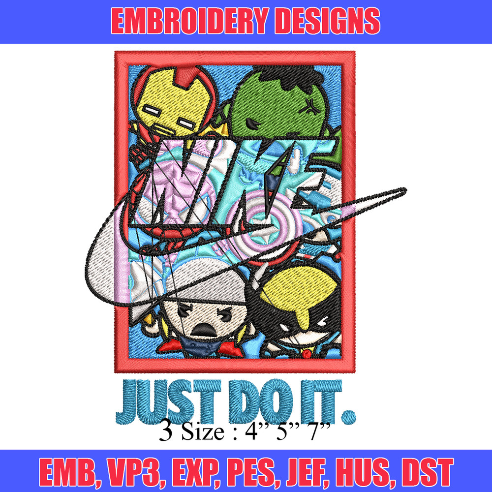 Avengers cartoon Nike Embroidery design, Avengers cartoon Embroidery, Nike design, Embroidery file, Instant download..jpg