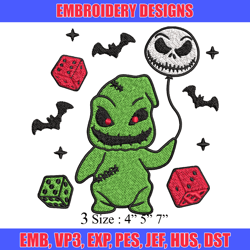 baby oogie boogie balloon embroidery design, halloween embroidery, halloween design, embroidery file, digital download.