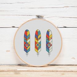 feather cross stitch pattern ethnic feathers cross stitch digital file pdf counted cross stitch bookmark pattern