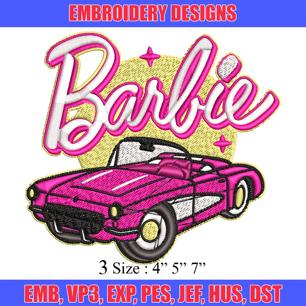 Barbie Girl Pink Car Embroidery, Barbie Girl Pink Car Embroidery, logo design, Embroidery File, Digital download..jpg