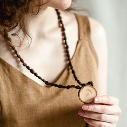 siberian ringing cedars eco-friendly jewelry cedar beads with pendant