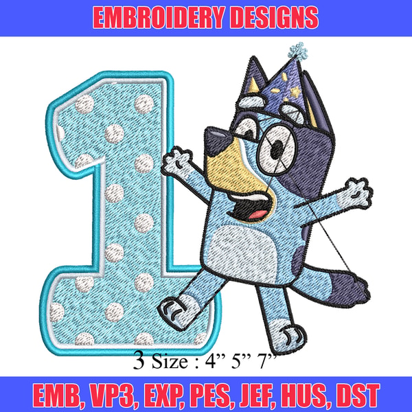 Bluey Design Bluey 1st Birthday Embroidery design, Bluey Cartoon Embroide | Inspire ...