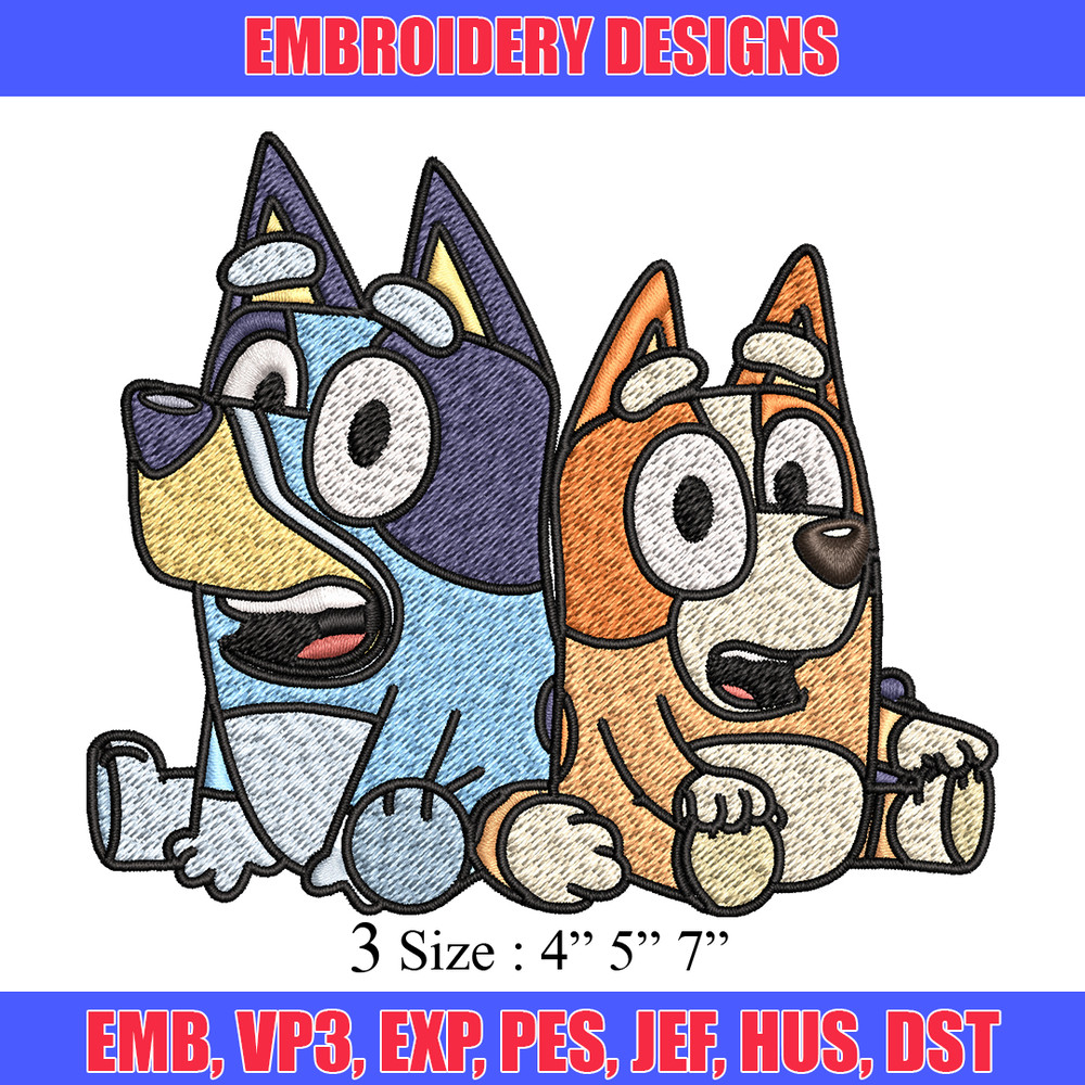 Bluey and Bingo Embroidery, Bluey Embroidery, Embroidery File, cartoon design, cartoon shirt, Digital download..jpg