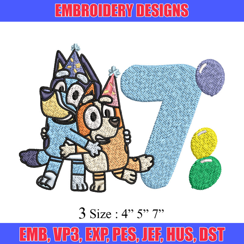Bluey Bingo 7th Birthday Embroidery, Bluey Cartoon Embroidery, Disney Embroidery, Embroidery File, digital download..jpg