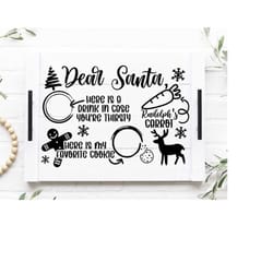 dear santa cookies and milk tray svg png pdf, dear santa svg, christmas tray svg, santa tray svg, christmas cookie and milk plate svg