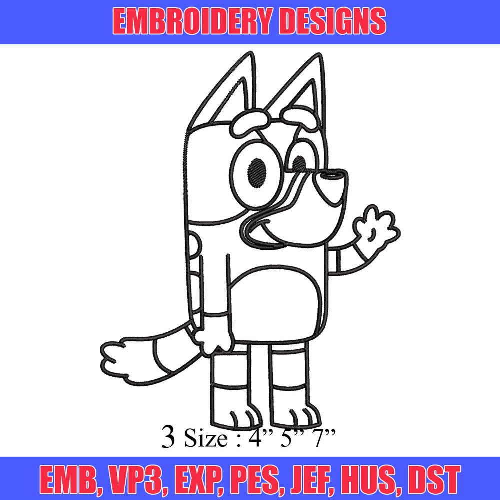 Bluey Coloring Pages Embroidery, Bluey Embroidery, Embroidery File, cartoon design, logo shirt, Digital download..jpg