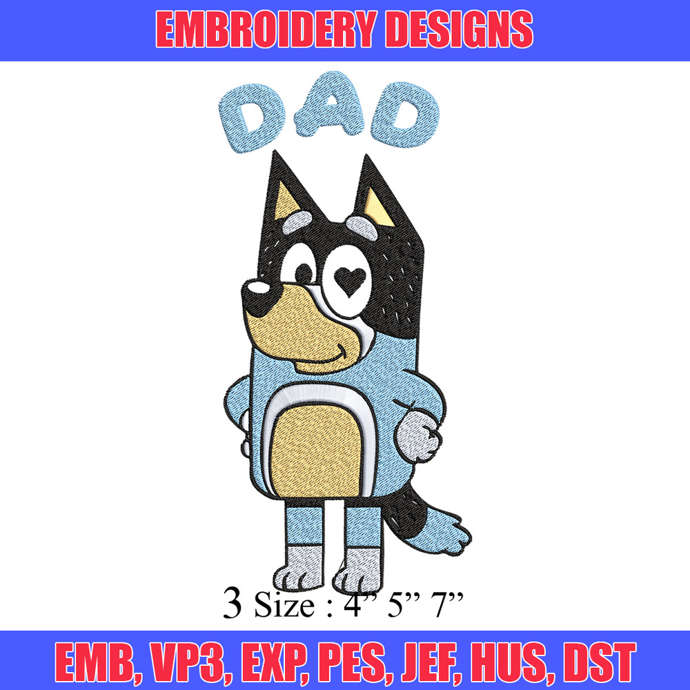 Bluey Dad Embroidery, Bandit Heeler Embroidery, Embroidery File, cartoon design, cartoon shirt, Digital download..jpg