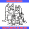 Bluey family Coloring Pages Embroidery, Bluey cartoon Embroidery, Embroidery File, cartoon design, Digital download..jpg