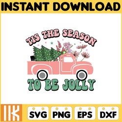 retro christmas svg, tis the season to be jolly svg, howdy santa clause sleigh feelin jolly merry mama cozy season