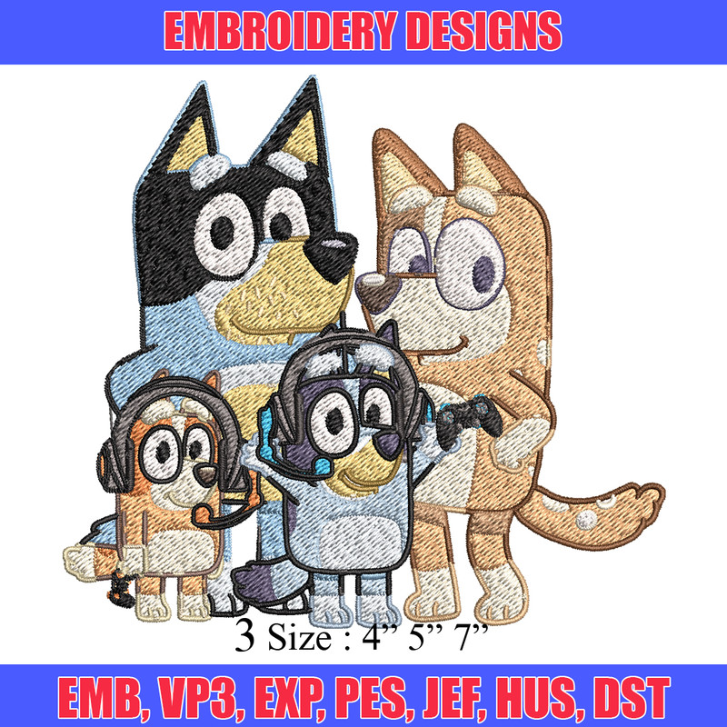 Bluey family Embroidery, Bluey family Embroidery, Embroidery File, cartoon design, logo shirt, Digital download..jpg