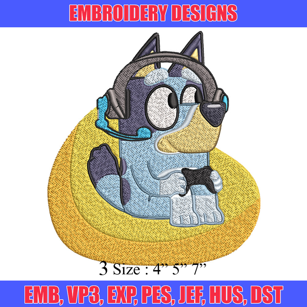 Bluey headphones Embroidery, Bluey cartoon Embroidery, Embroidery File, cartoon design, logo shirt, Digital download.jpg