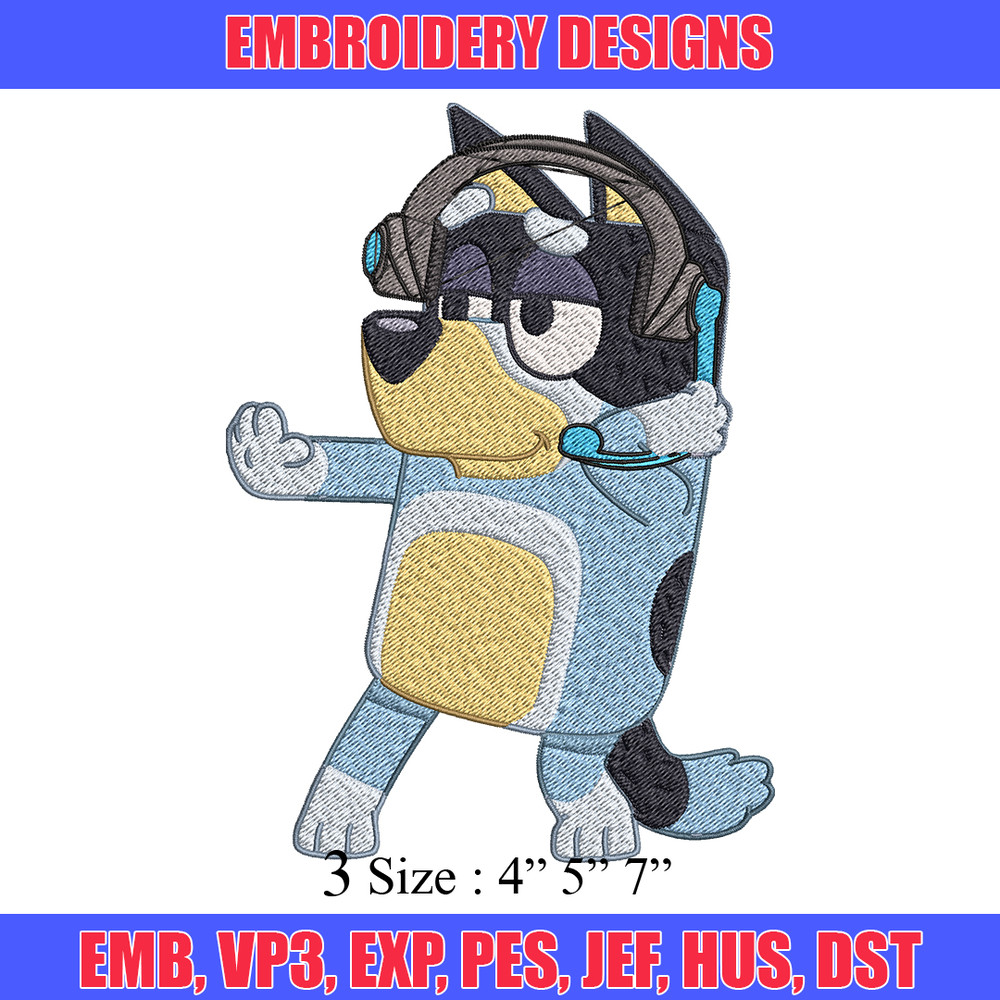 Bluey headphones Embroidery, Bluey headphones Embroidery, Embroidery File, cartoon design, logo shirt, Digital download.jpg
