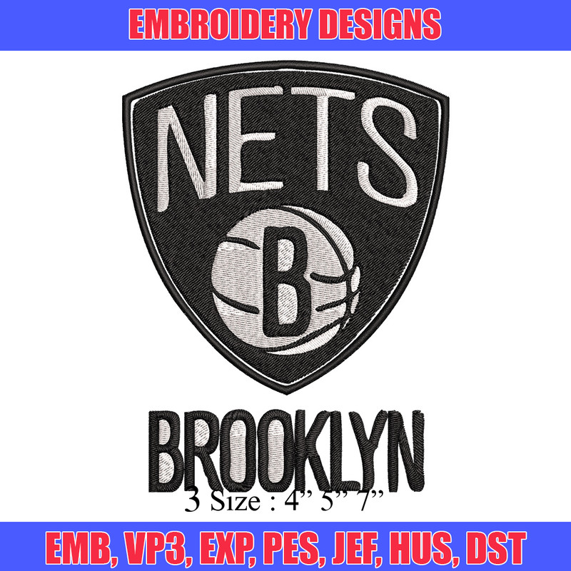 Brooklyn Nets Embroidery Design, Sport Embroidery, Brand Embroidery, Embroidery File, Logo shirt, Digital download.jpg