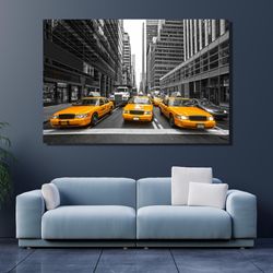 Taxi of New York Canvas Wall Art, New York Wall Art, Yellow Car Wall Art, Car Wall Decor, Landscape Art, Gift For Him Ta