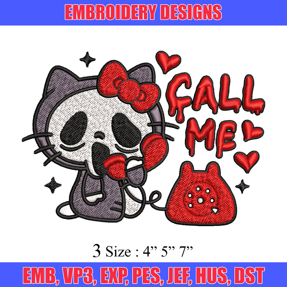 Call Me Scream Hello Kitty Embroidery design, Hallokitty Embroidery, cartoon design, Embroidery File, Digital download..jpg