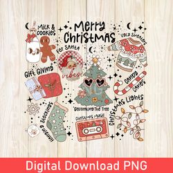 Vintage Merry Christmas PNG, Milk & Cookies Christmas PNG, Cute Christmas PNG, Santa Christmas PNG, Happy New Year PNG