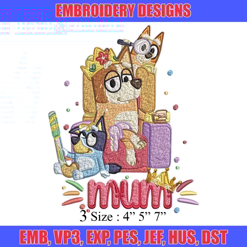 Chilli Heeler Embroidery, Bluey Mum cartoon Embroidery, Embroidery File, cartoon design, cartoon shirt, Digital download.jpg