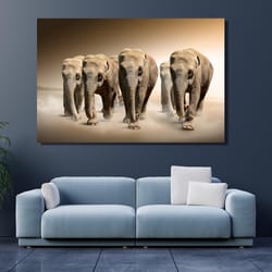 giant elephants canvas wall art, poster of elephants, animal africa canvas, farmhouse decor, ready to hang, home decor