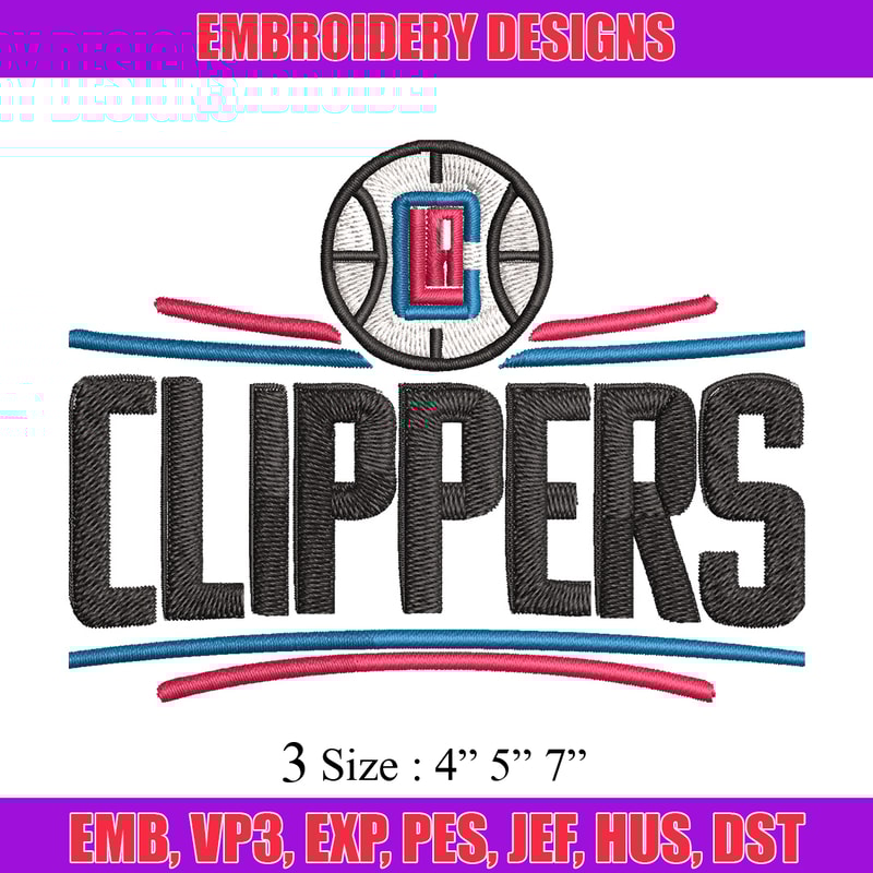 Clippers logo Embroidery Design, Brand Embroidery, Embroidery File, Logo shirt, Sport Embroidery, Digital download.jpg