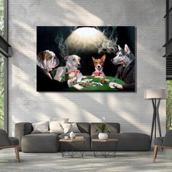 dogs playing card canvas wall art, dogs playing poker art print poster, dogs playing cards canvas print art picture wall