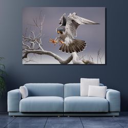 owl canvas , falcon peregrine heron owl bird of prey canvas wall art, office home decor, falcon print, heron poster, an