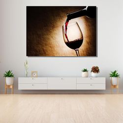 pouring wine into a glass canvas wall art poster print , wine home decor art wall art ready to hang canvas