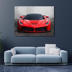 red ferrari canvas wall art , extra large ferrari poster, red ferrari painting, supercar print, gift for him, ferrari wa