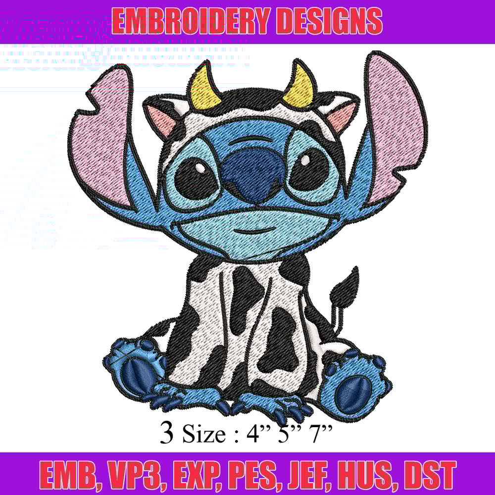 Cow Stitch Embroidery design, Cow Stitch Embroidery, cartoon design, Embroidery File, cartoon shirt, Digital download..jpg