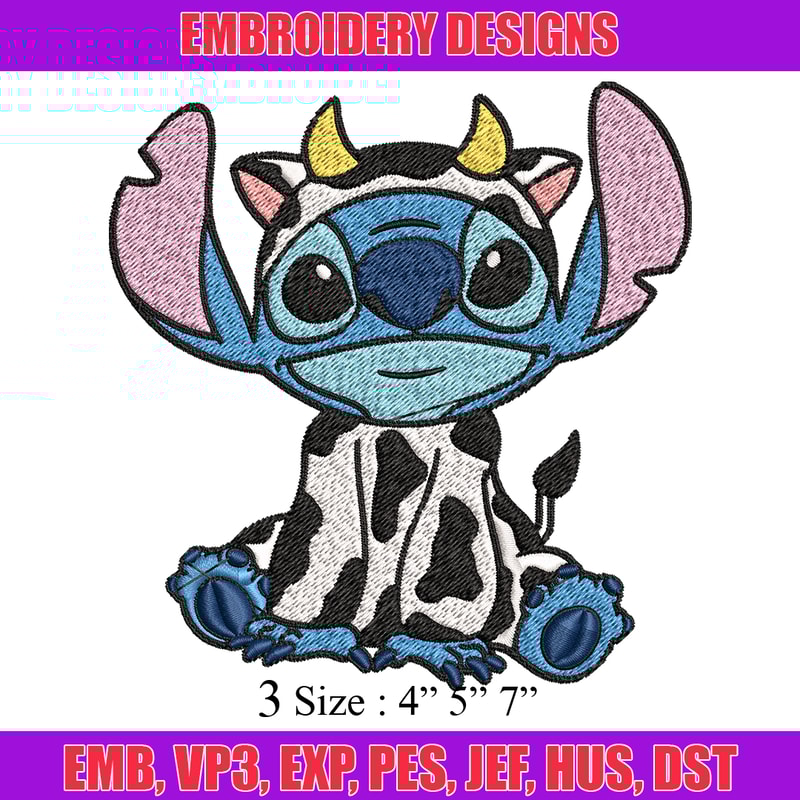 Cow Stitch Embroidery design, Cow Stitch Embroidery, cartoon design, Embroidery File, cartoon shirt, Digital download..jpg