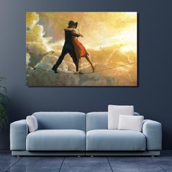 tango canvas wall art , tango couple print, dance poster, dancing couple wall art,ready to hang, gift,tango oil painting