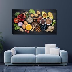 useful food kitchen decor , herbs and spices kitchen poster herbs and spices wall art,fresh organic food canvas wall ar