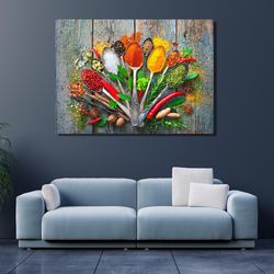 useful food kitchen wall decor , herbs and spices kitchen poste,herbs and spices wall art,fresh organic food canvas wall